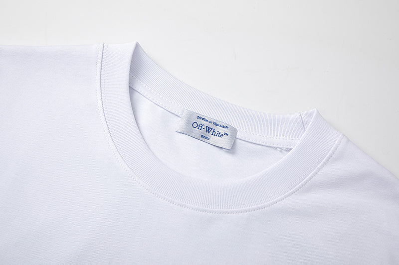 OFF WHITE Blue Arrow logo back T-Shirts