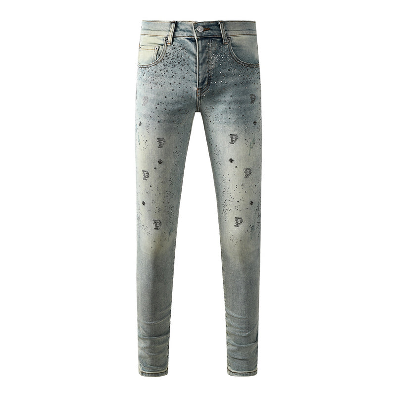 Purple Brand Crystal Diamond Jeans #9127