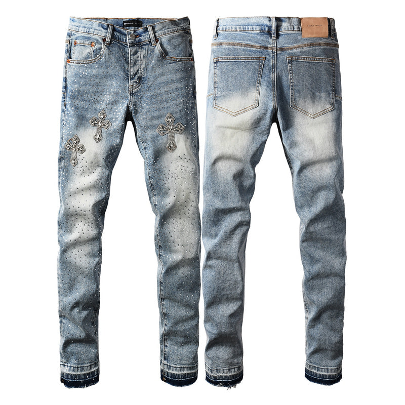 Purple Brand Crystal Diamond Jeans #9132