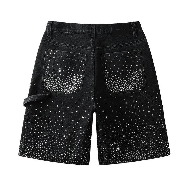 Purple Brand Crystal Diamond Denim Shorts #5099