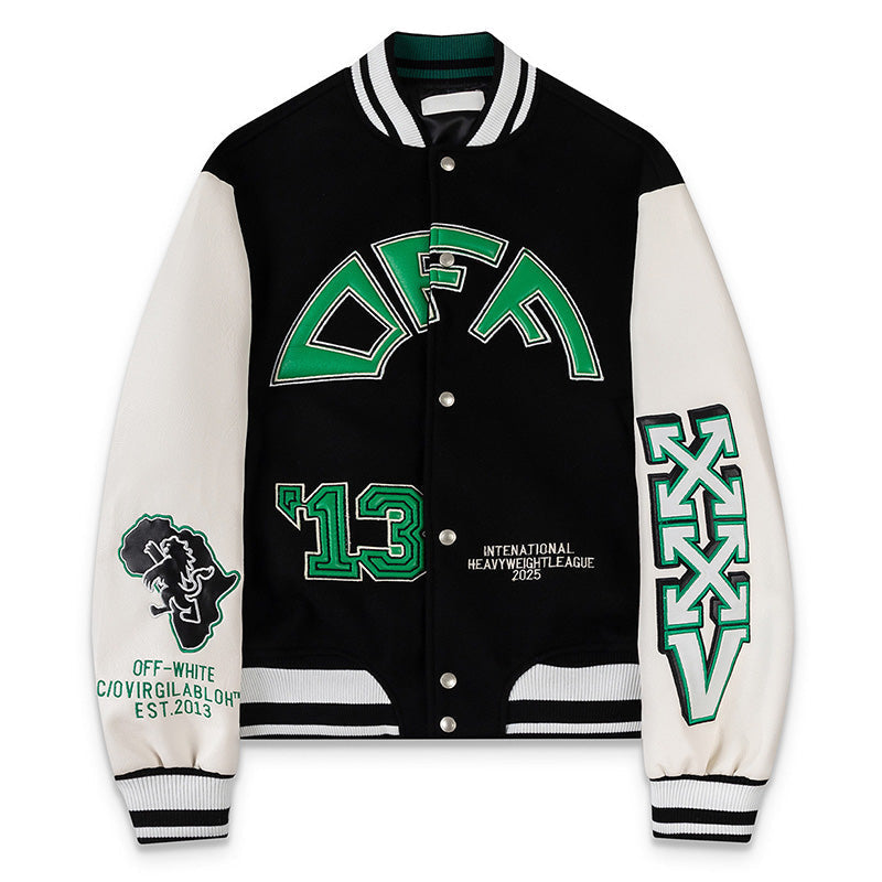 OFF WHITE Croco Lea Wool Varsity Jacket