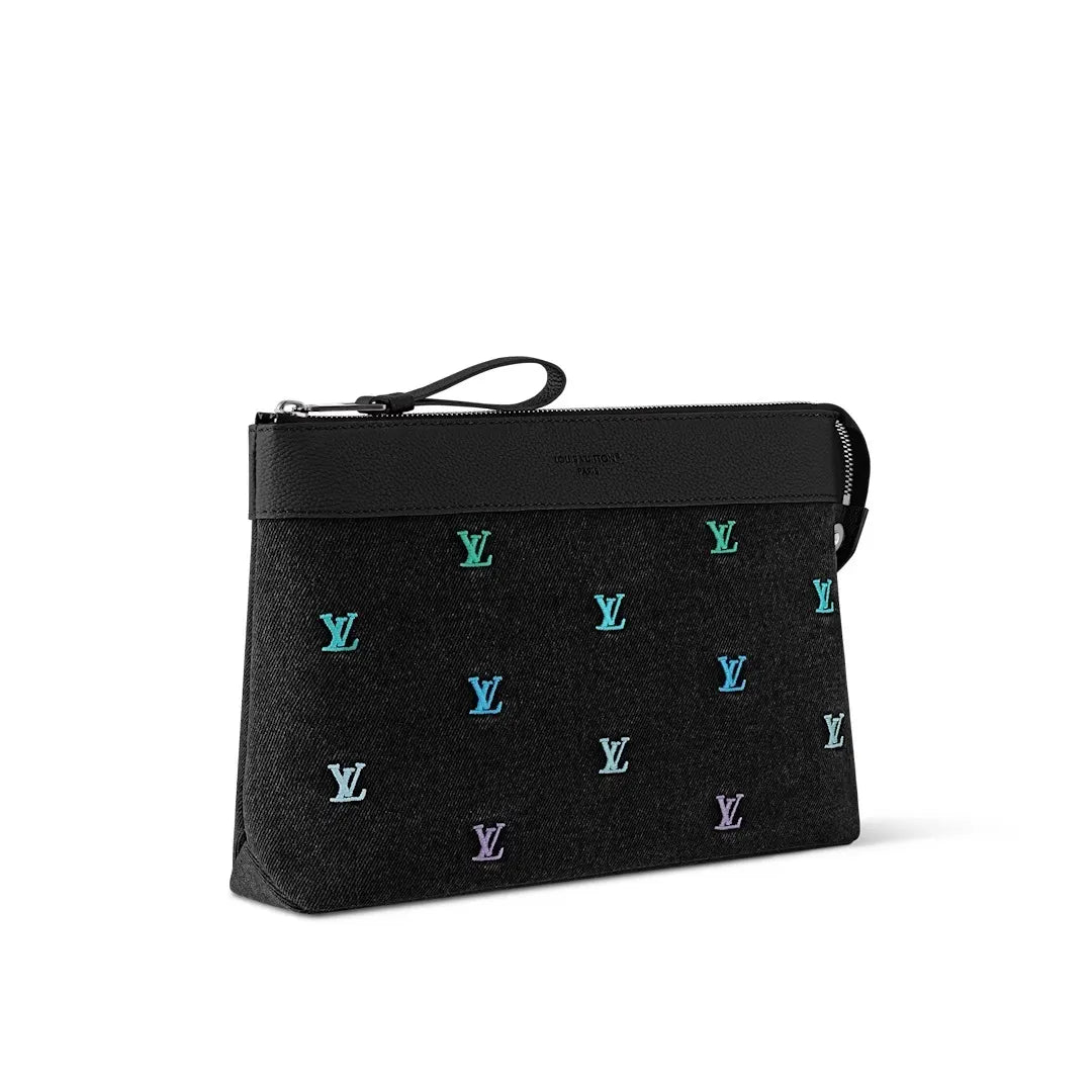 Louis Vuitton Black Denim Pouch monogram