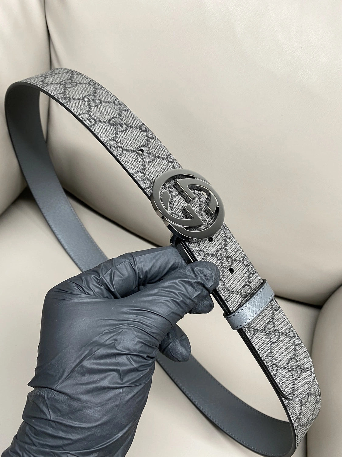 Gucci Grey Interlocking G Belt