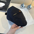classic style Burberry Black Cotton Newsboy Cap