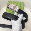 Gucci Premium Leather Belt in Black with Silver Buckle