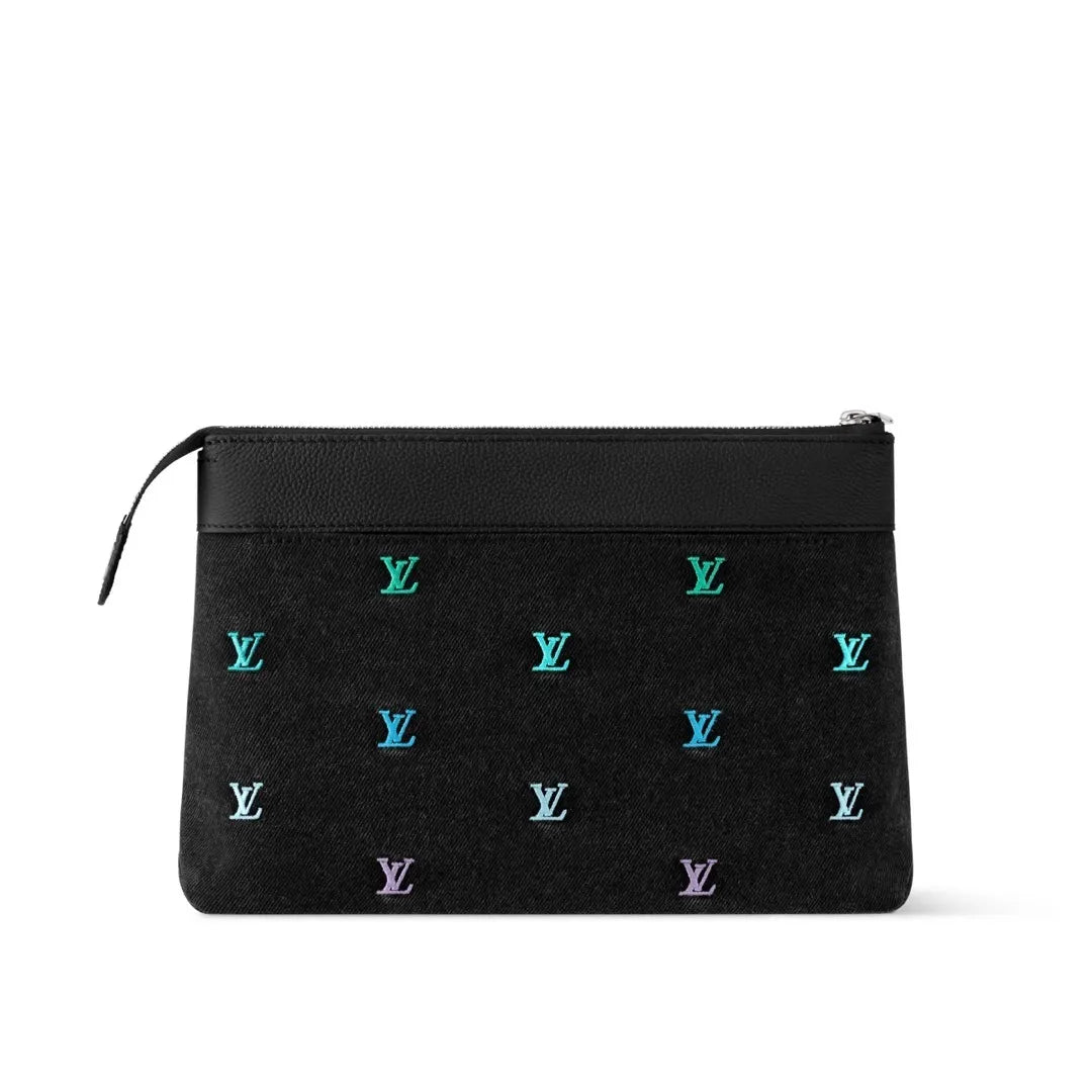 Louis Vuitton Black Denim Pouch monogram - Hình 3