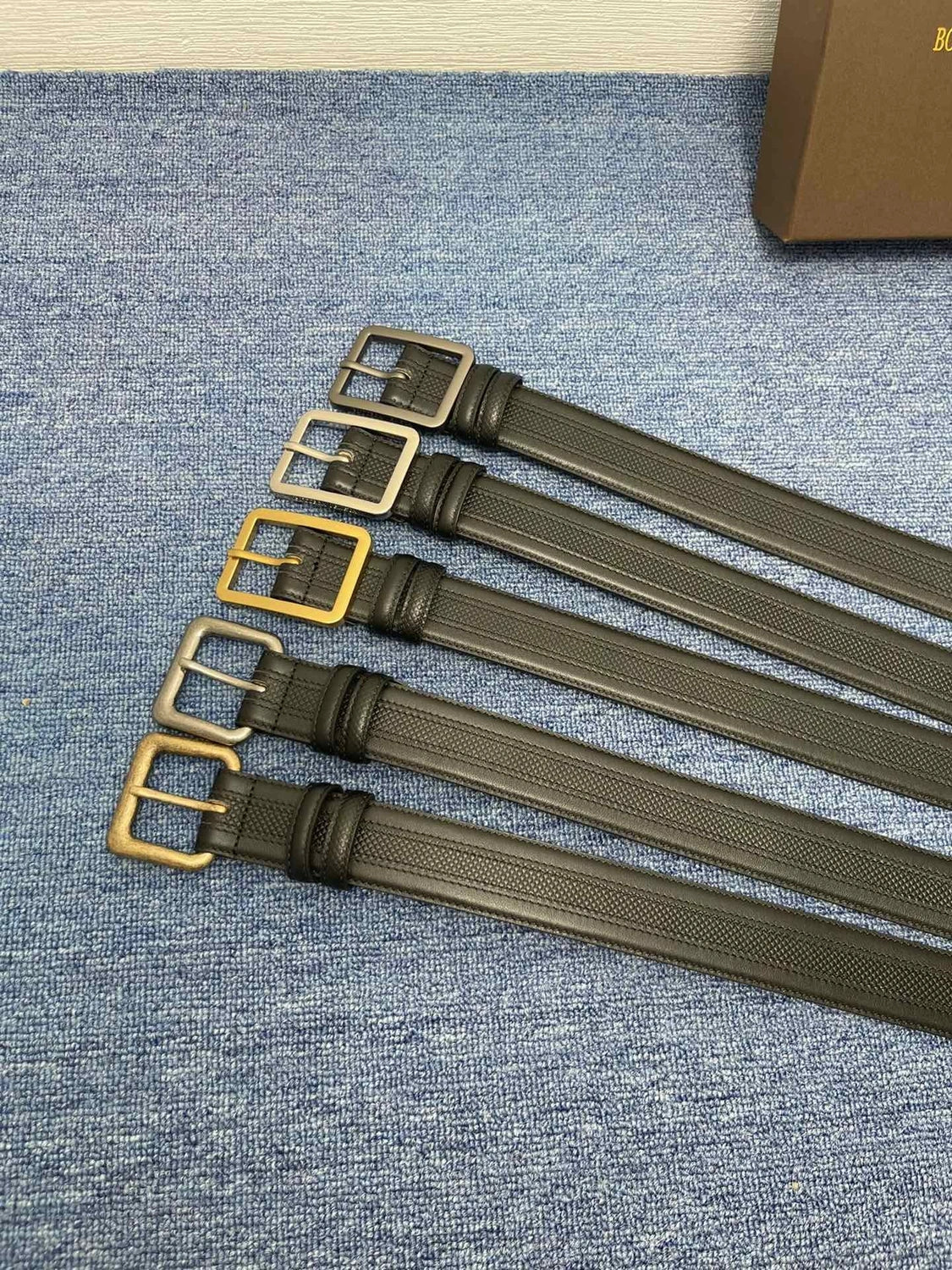 Premium Black Leather Belt with Metal Buckle - Hình 5