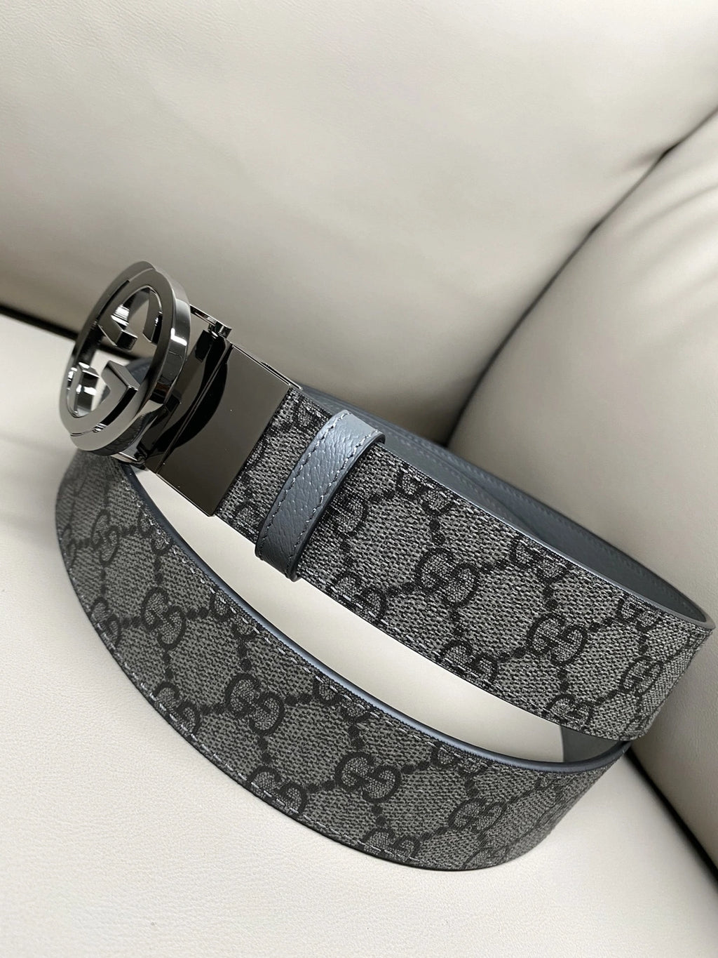 Gucci Grey Interlocking G Belt - Hình 5