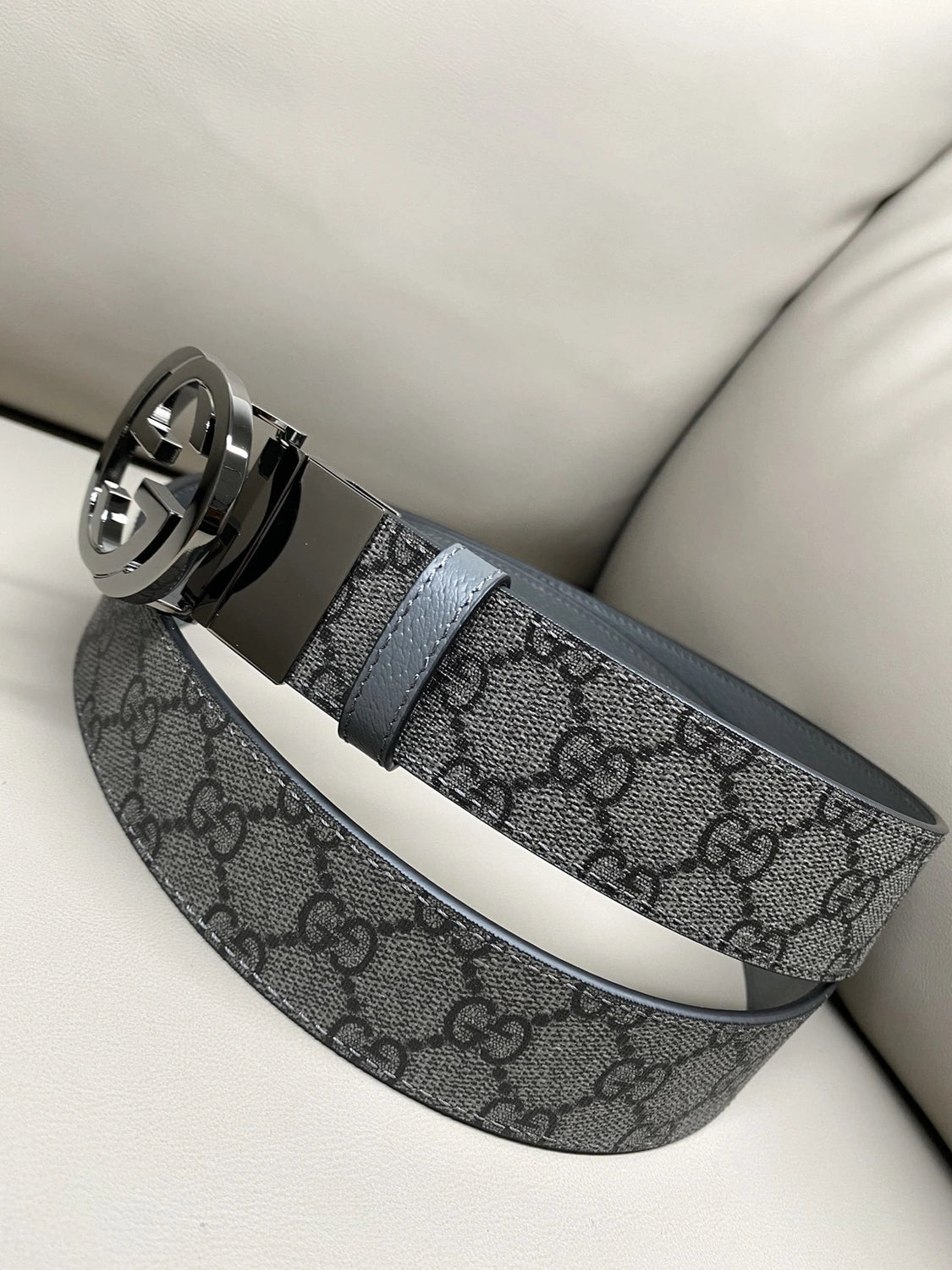 Gucci Grey Interlocking G Belt - Hình 5