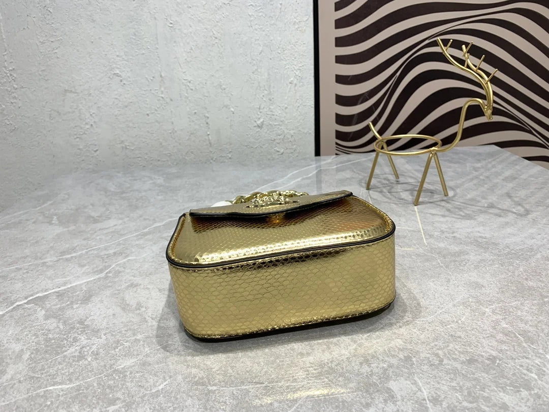 Gold Medusa Handbag: 1 Top Luxury Versace 360888 Snakeskin Edition