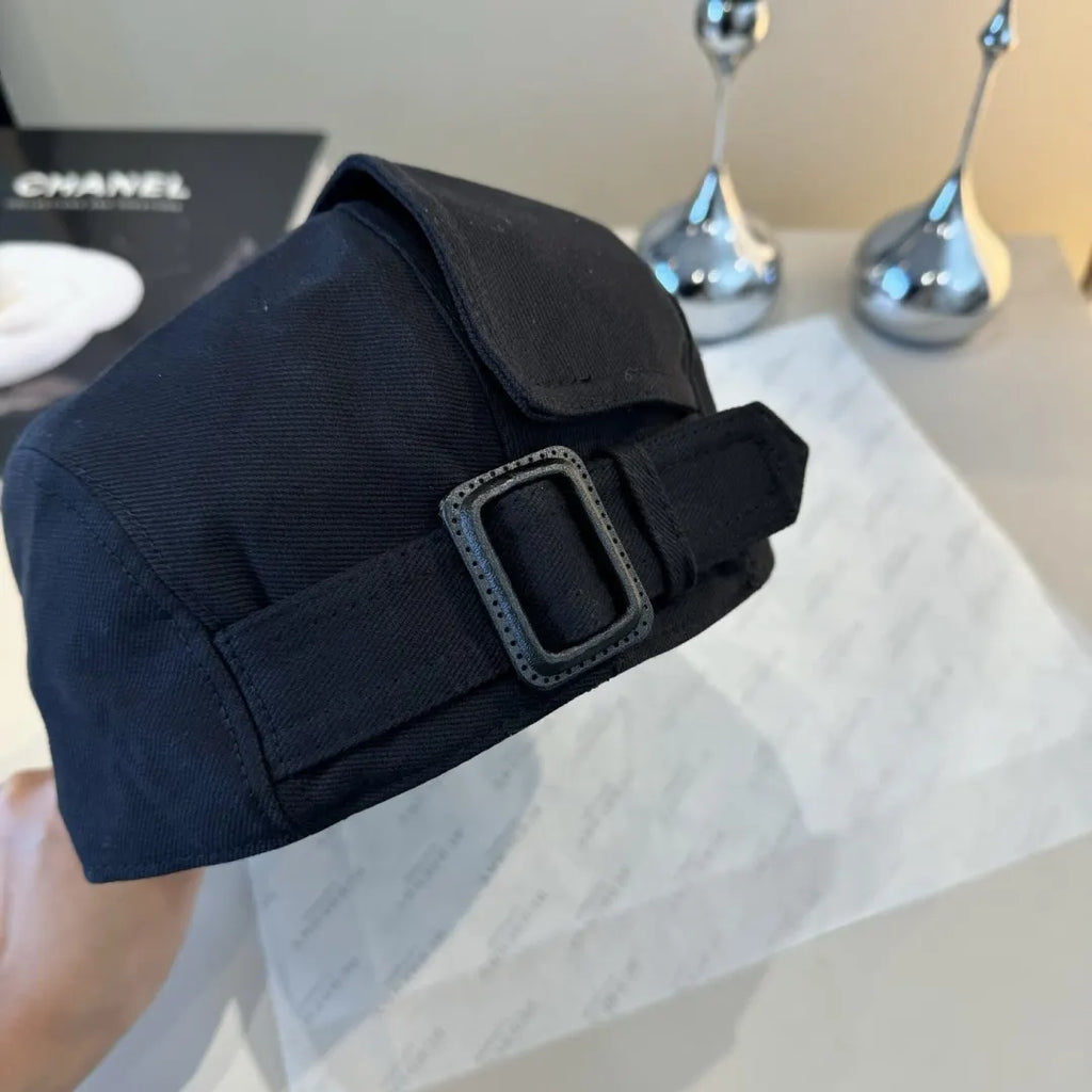 classic style Burberry Black Cotton Newsboy Cap - Hình 6