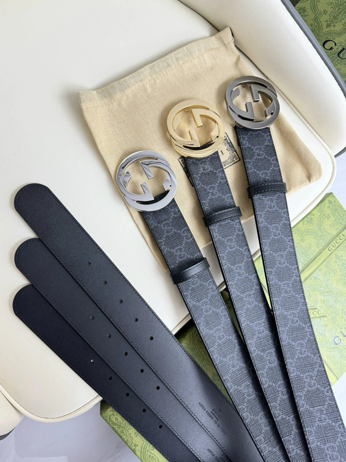 Gucci Premium Quality Belt with Silver Buckle - Hình 7