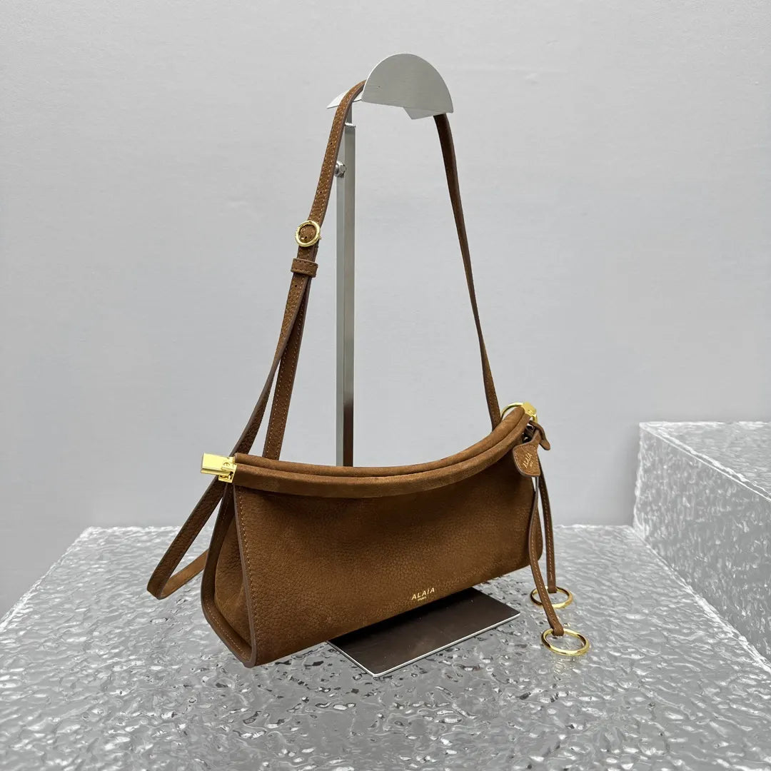 shoulder Alaïa Brown Suede Bag - Hình 7