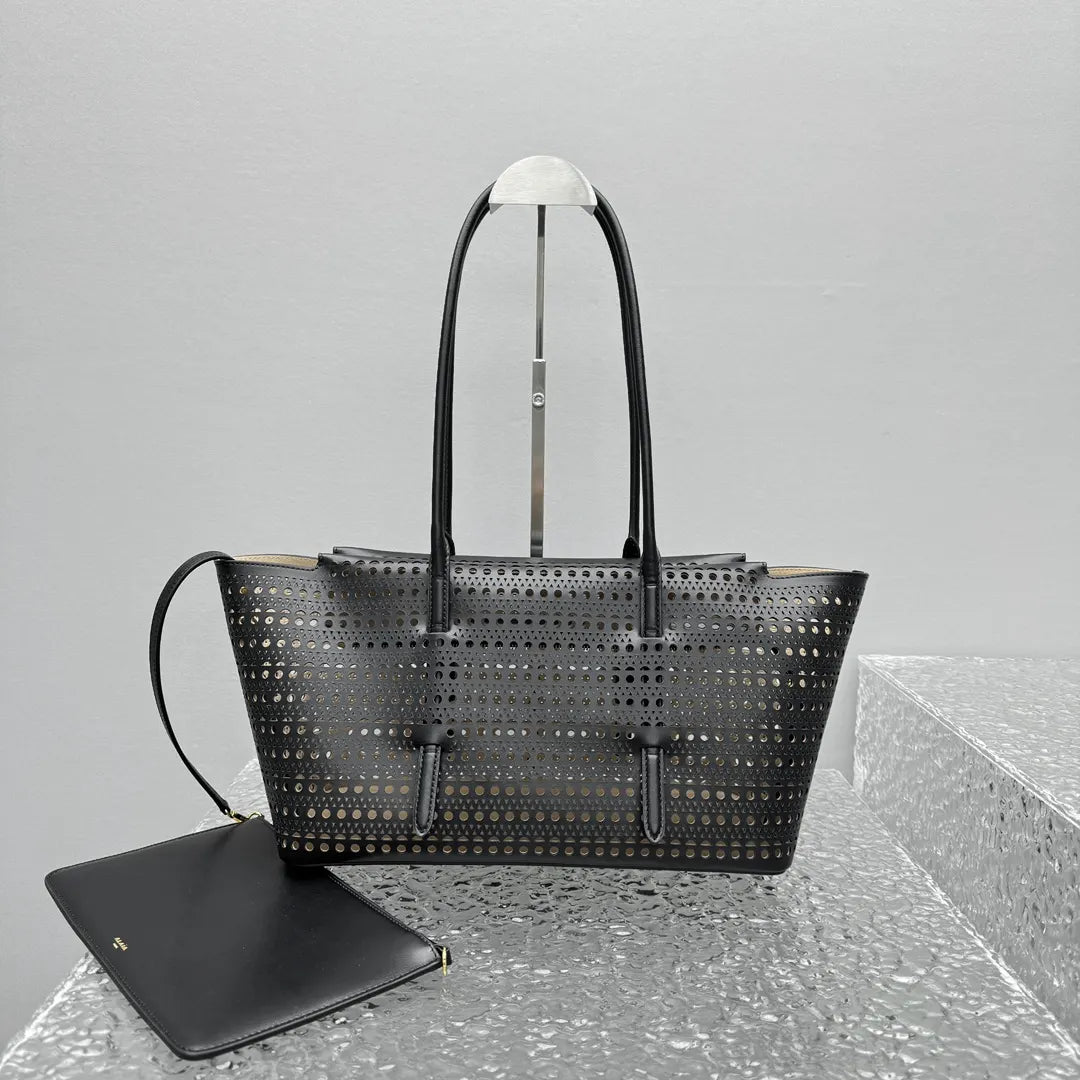 vienne Alaïa Black Laser-Cut Tote - Hình 10