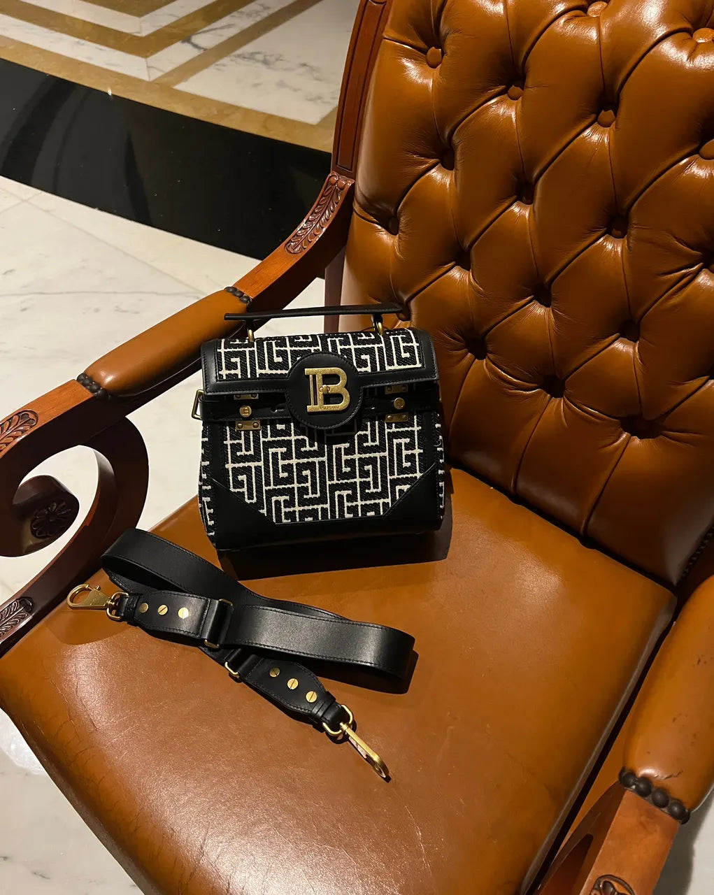 Balmain Labyrinth Print Box Bag