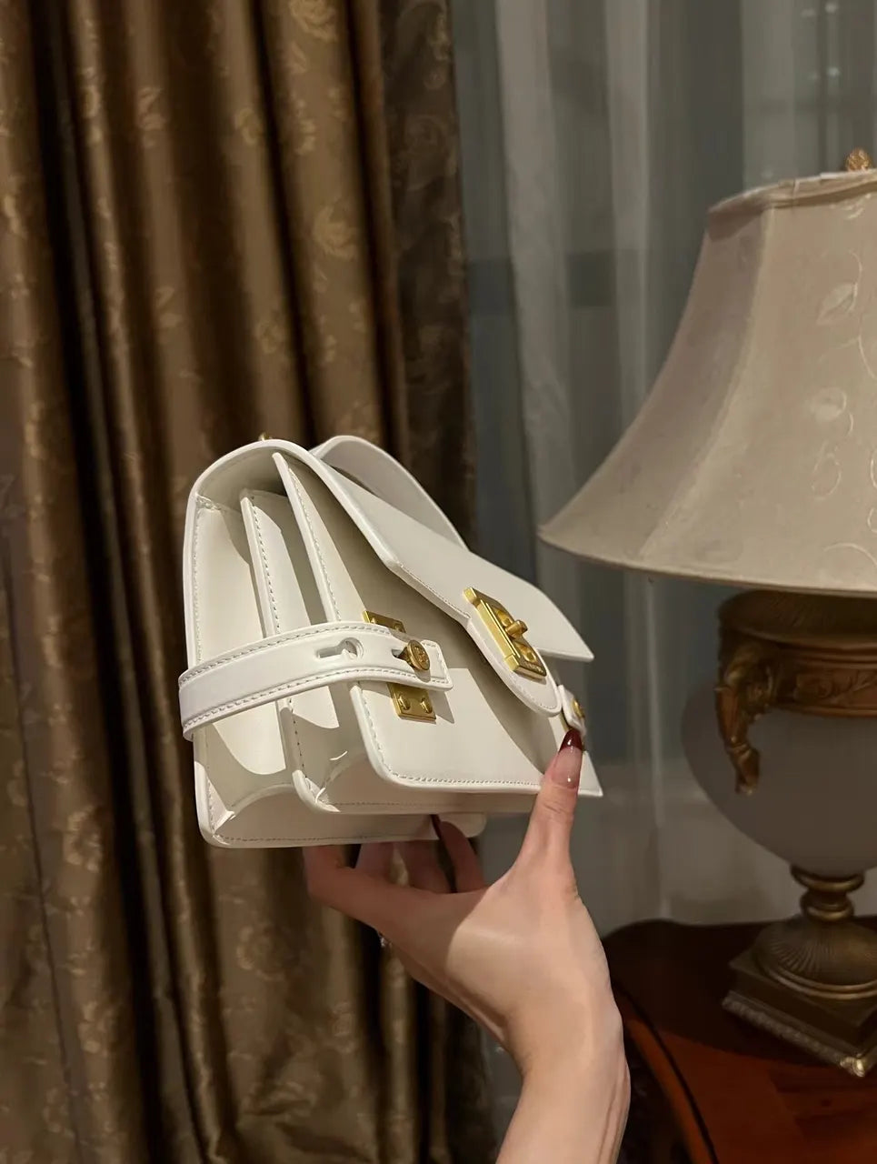 Balmain White Leather Bag - Hình 2