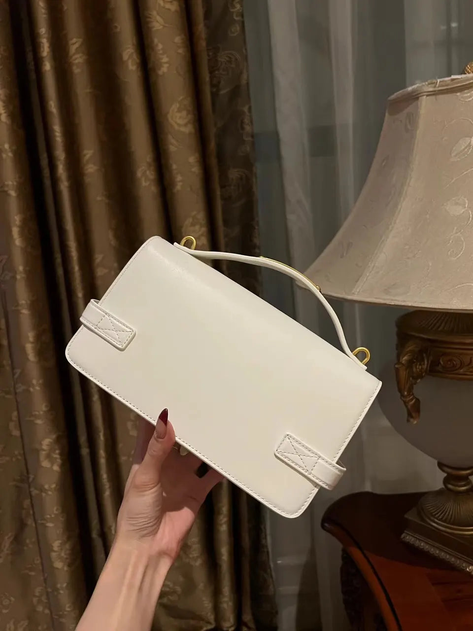 Balmain White Leather Bag - Hình 7