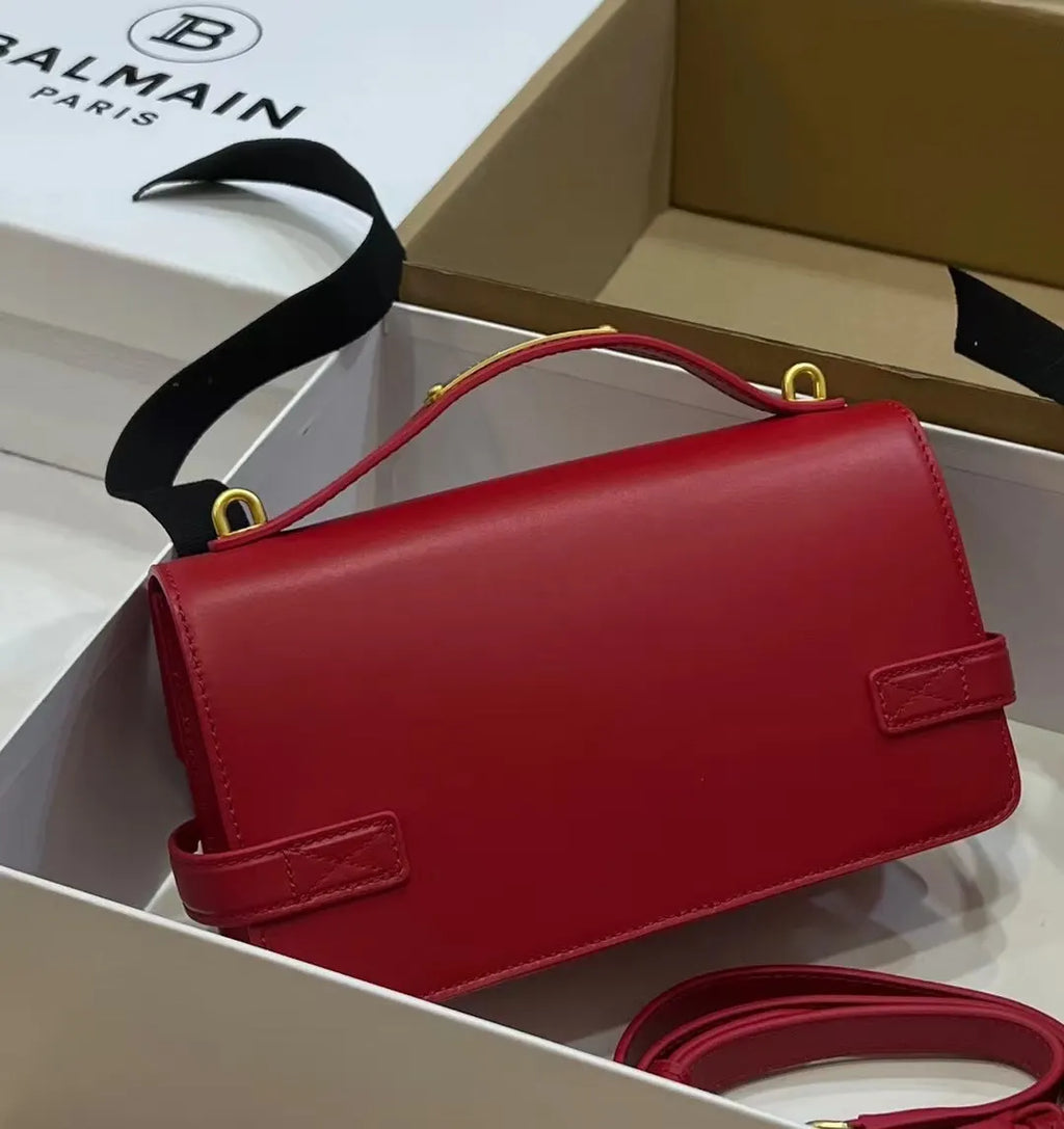 Balmain Rouge Leather Box Bag - Hình 5