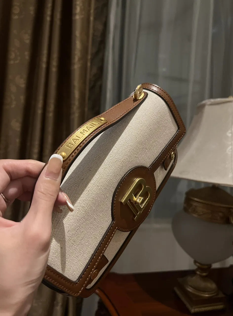 Balmain Canvas Leather Bag - Hình 3
