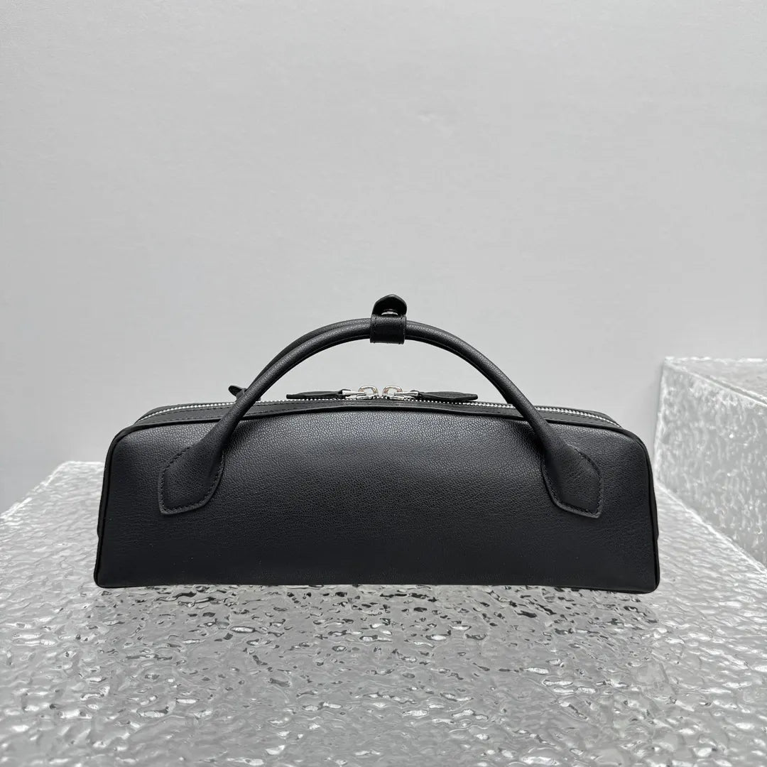 sleek Alaïa Black Leather Cylinder Bag - Hình 6