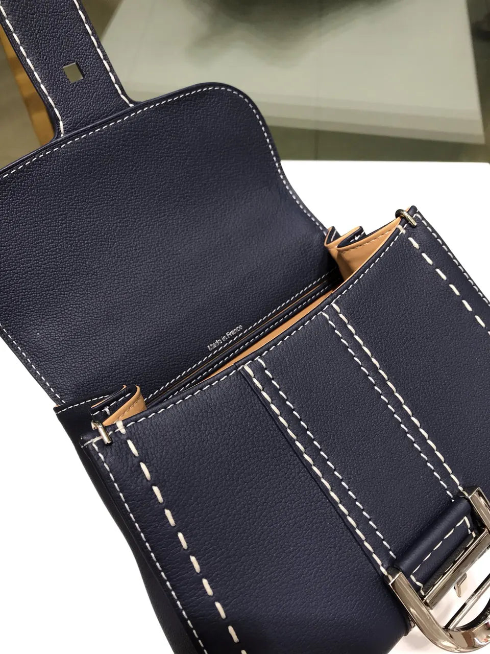 handle Delvaux Navy Blue Brillant - Hình 7