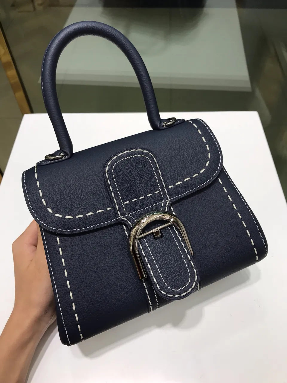 handle Delvaux Navy Blue Brillant