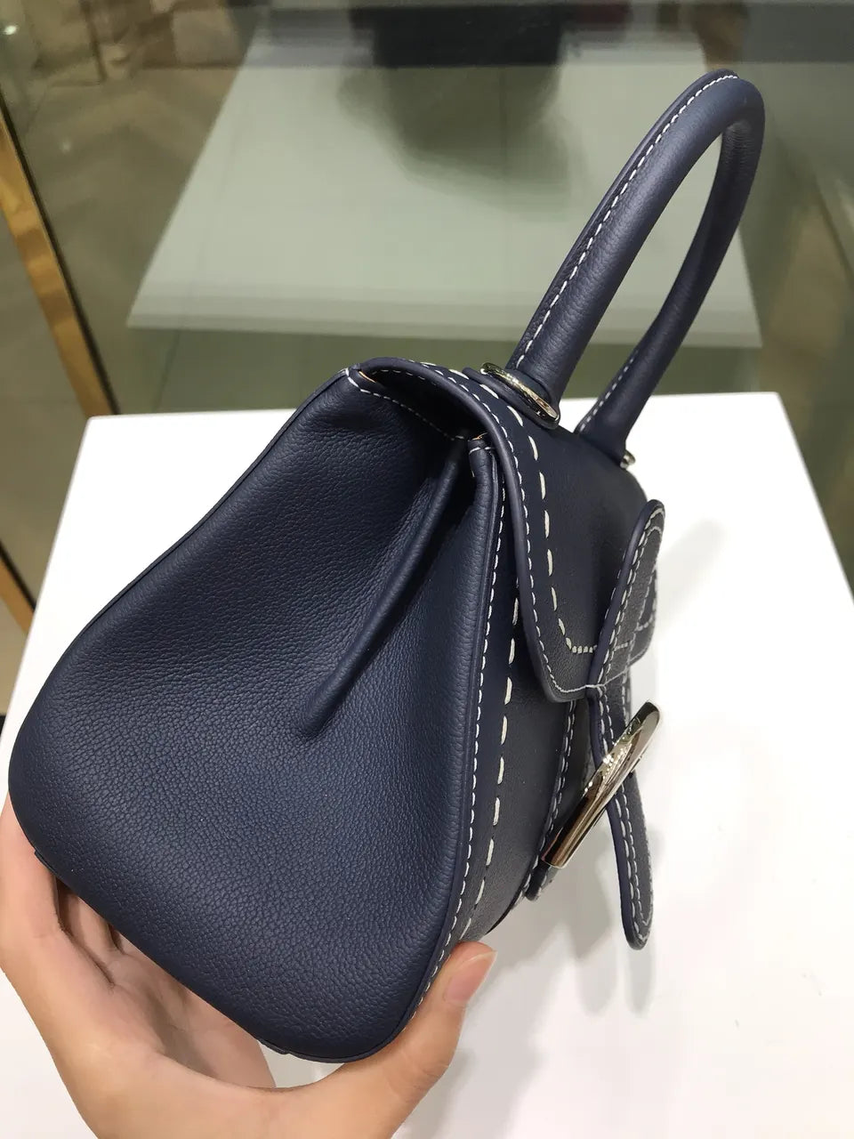 handle Delvaux Navy Blue Brillant - Hình 3