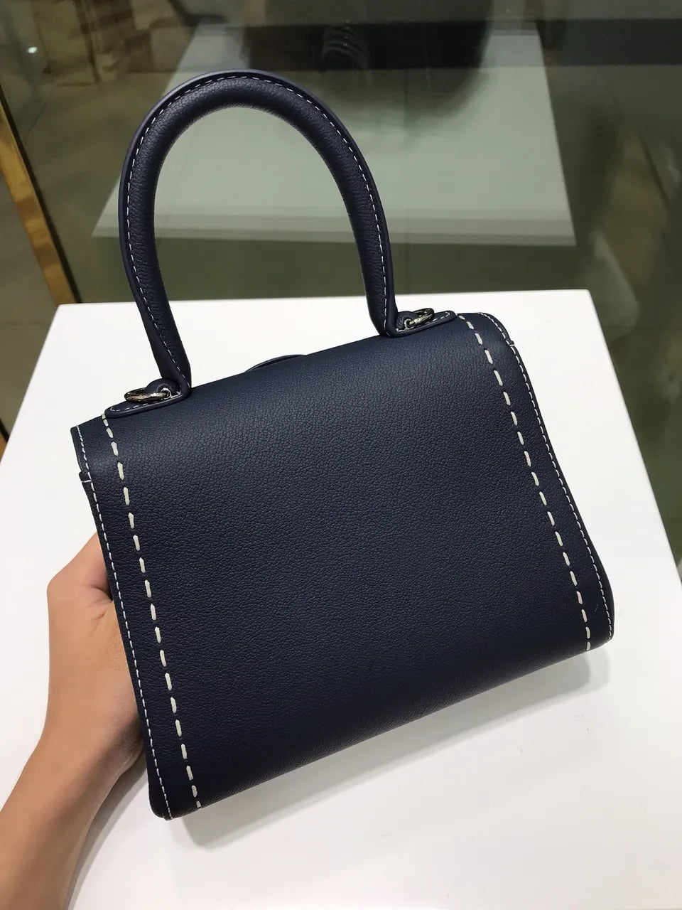 handle Delvaux Navy Blue Brillant - Hình 2