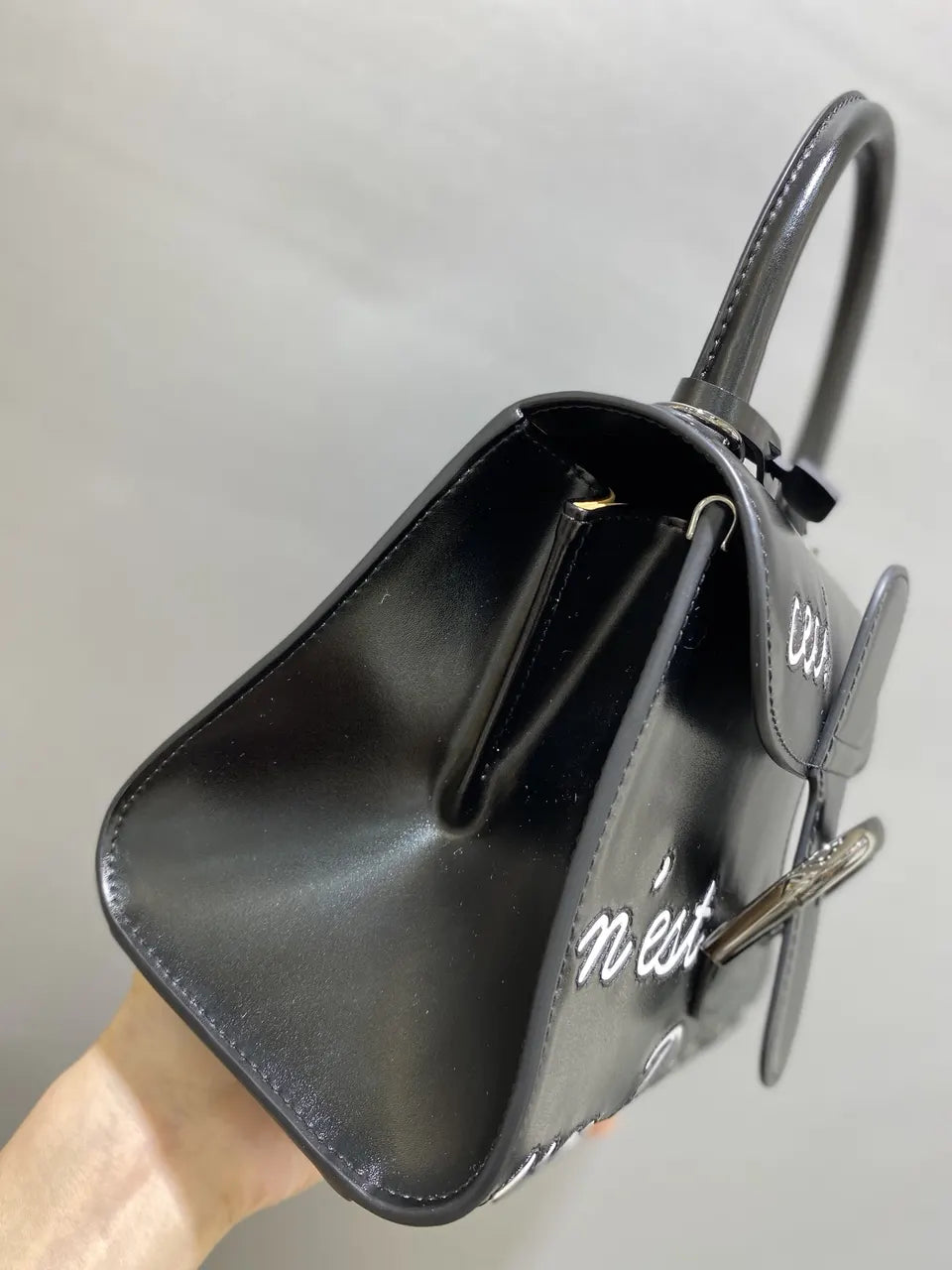 Delvaux Black Shiny Leather 'Ceci' Bag - Hình 4