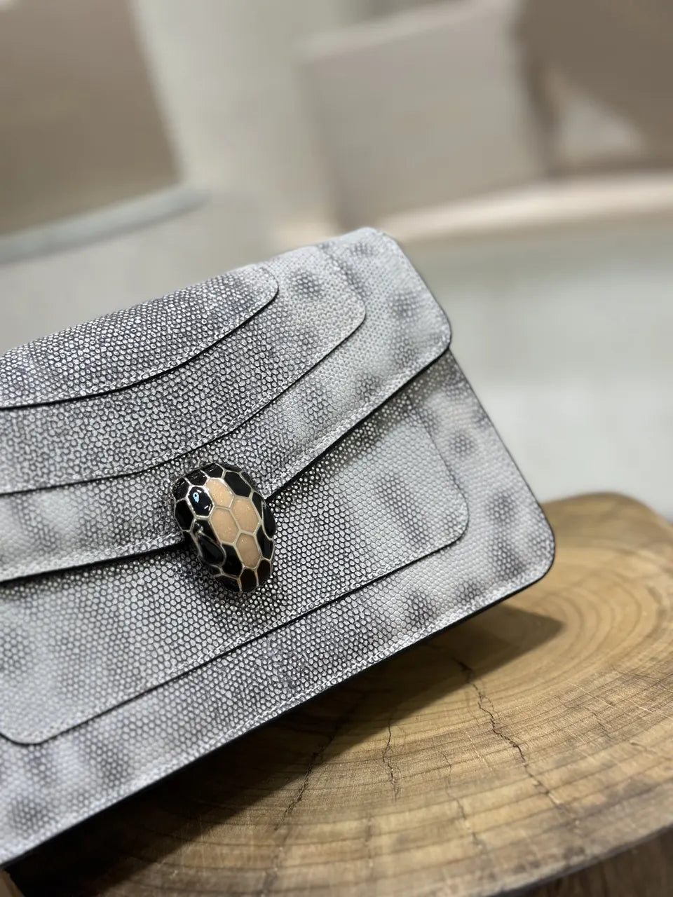 Bulgari Silver Python Bag - Hình 7