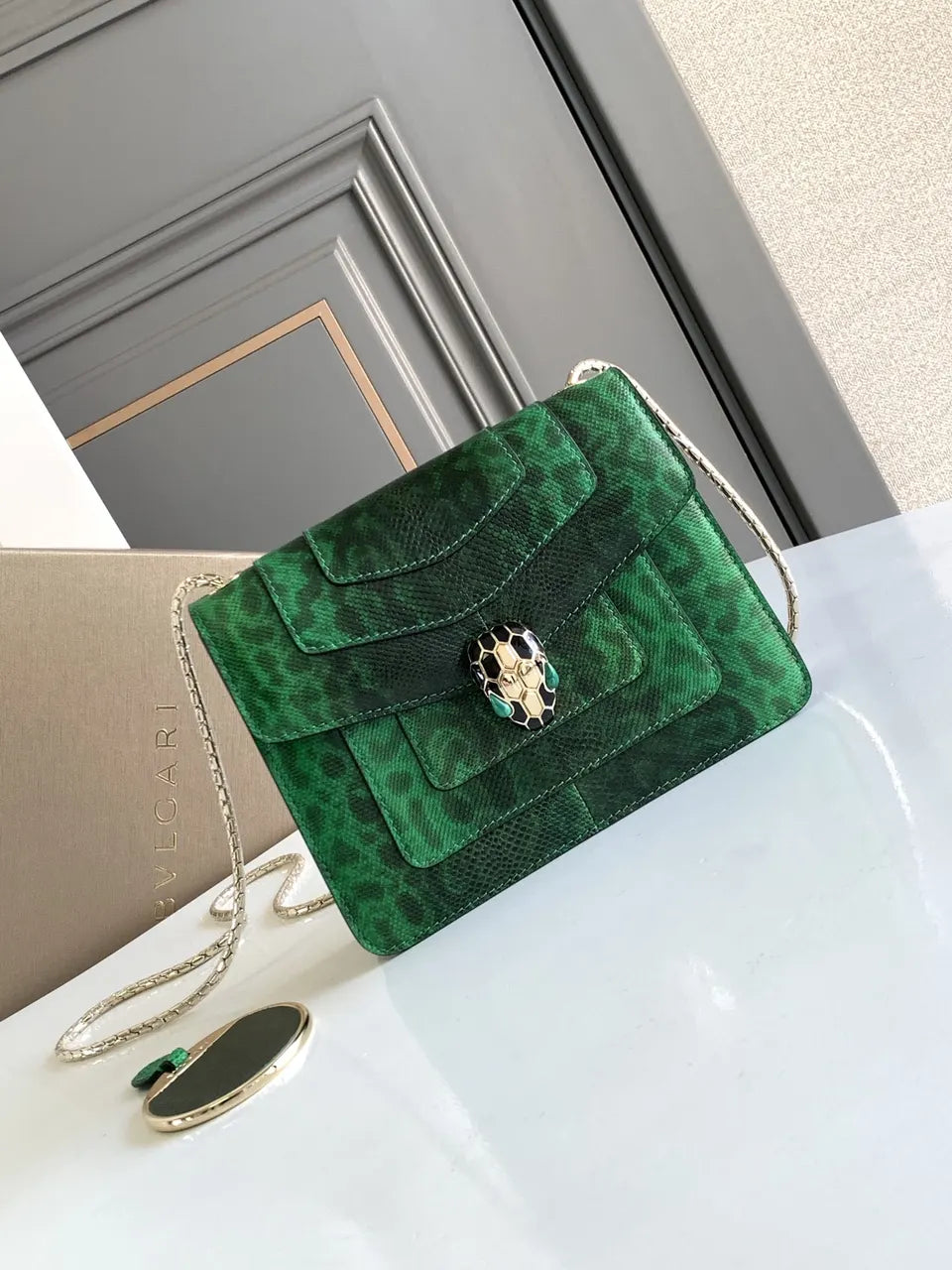 Bvlgari Emerald Serpenti Python Bag