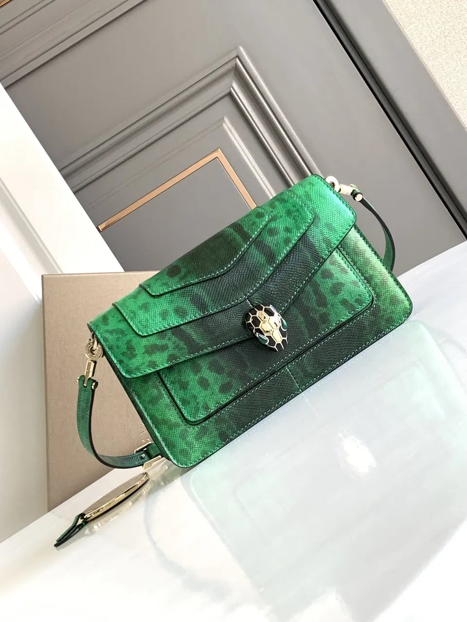 serpenti python Bvlgari Emerald Green Bag