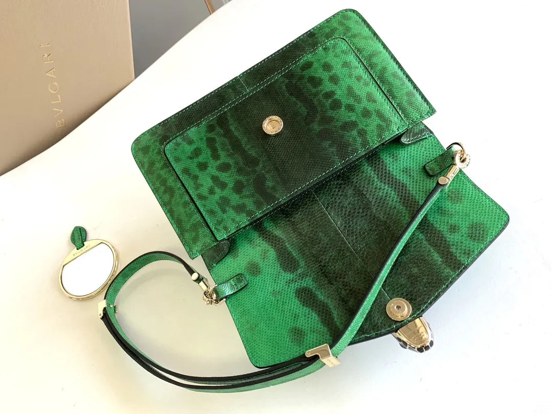 serpenti python Bvlgari Emerald Green Bag - Hình 7