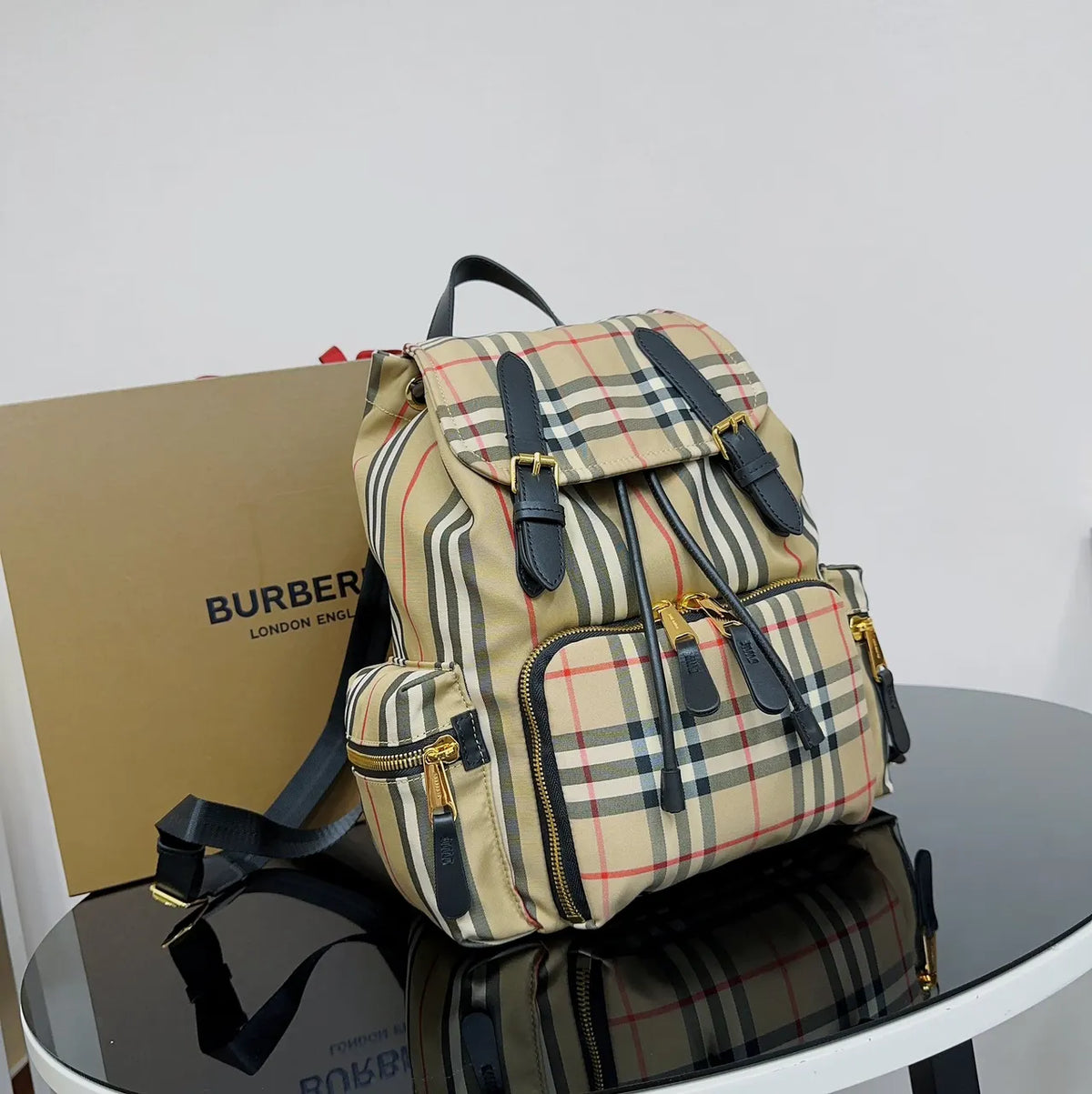 Burberry Check Drawstring Backpack