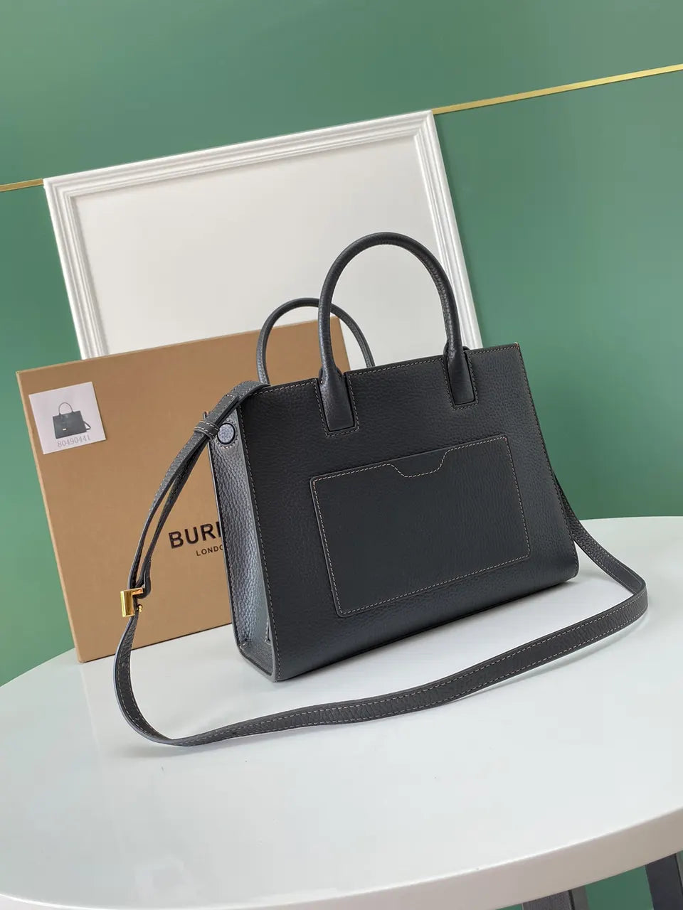 Burberry Black Grainy Leather TB Bag - Hình 3