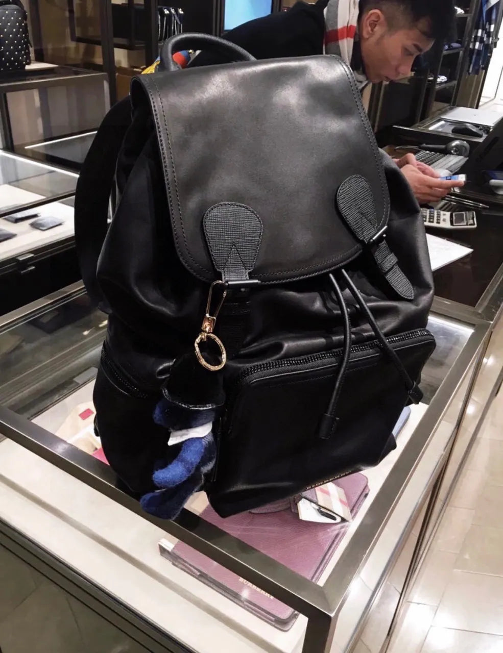 Burberry Black Leather Backpack - Hình 2