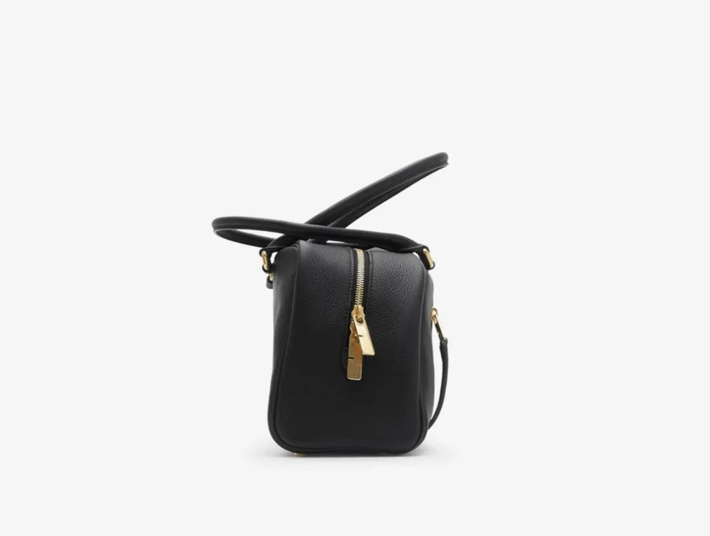 Burberry Black Grain Leather Bowler Bag - Hình 3