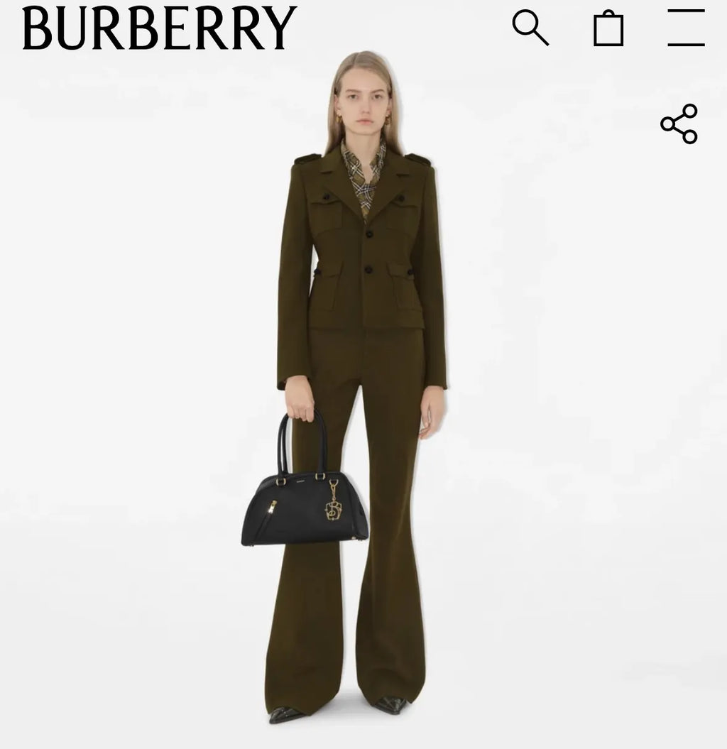 Burberry Black Grain Leather Bowler Bag - Hình 4