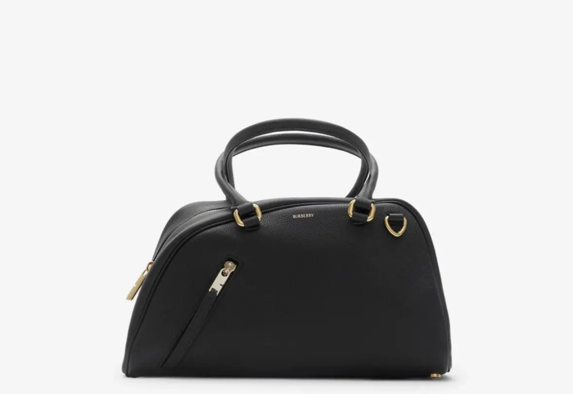 Burberry Black Grain Leather Bowler Bag