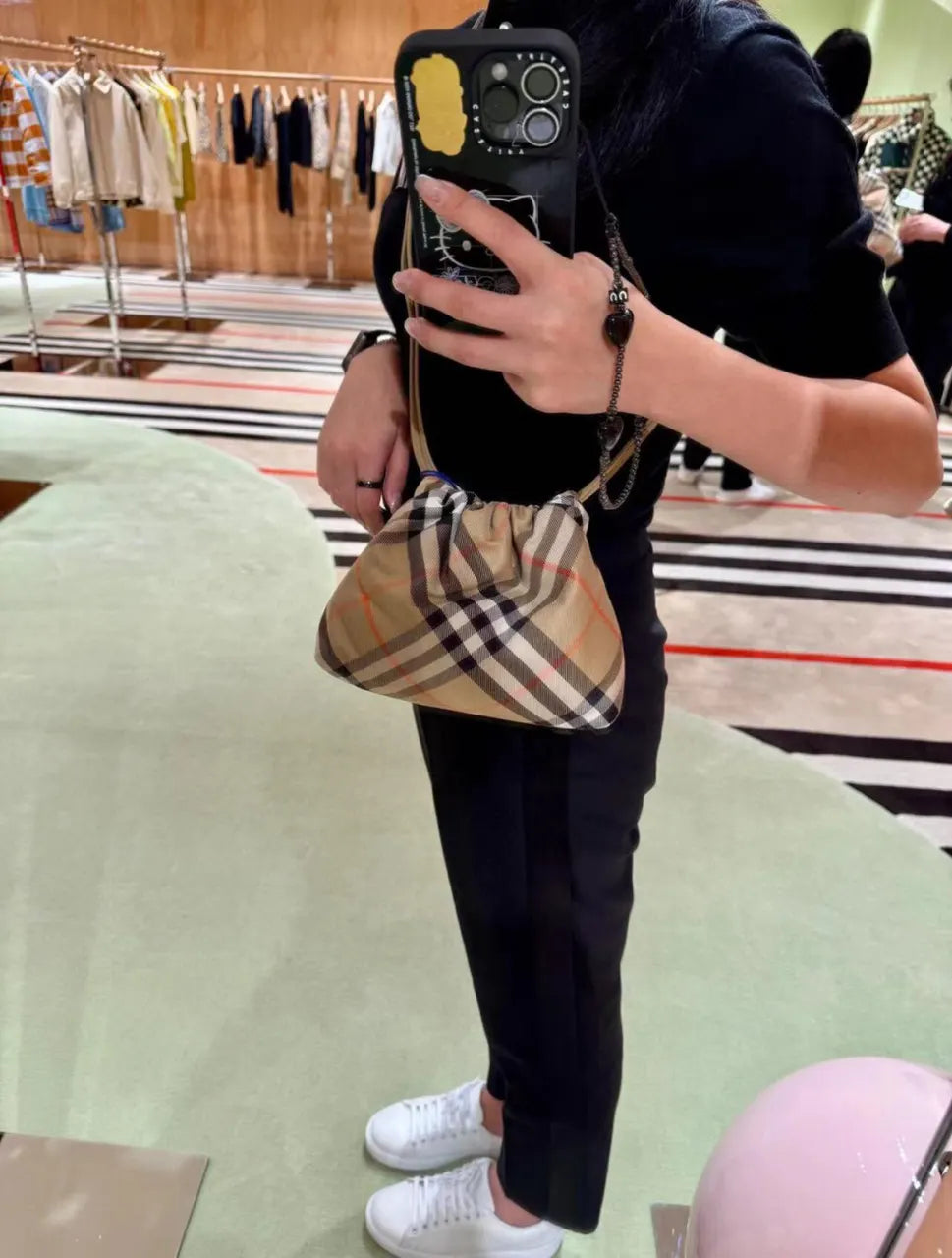 Burberry Check Drawstring Pouch - Hình 2