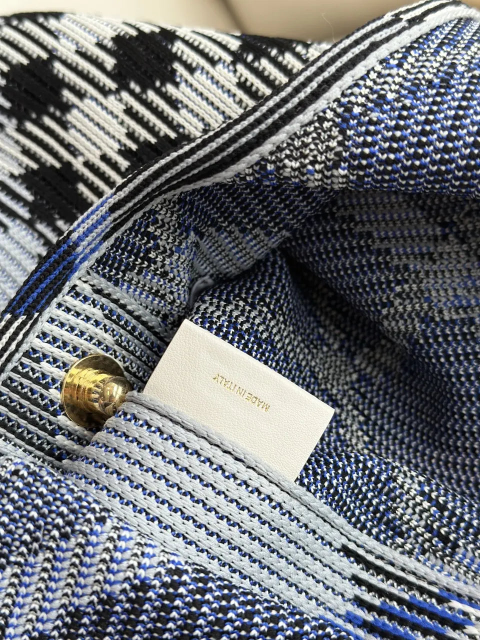 Burberry Blue Checkered Knit Bag - Hình 5