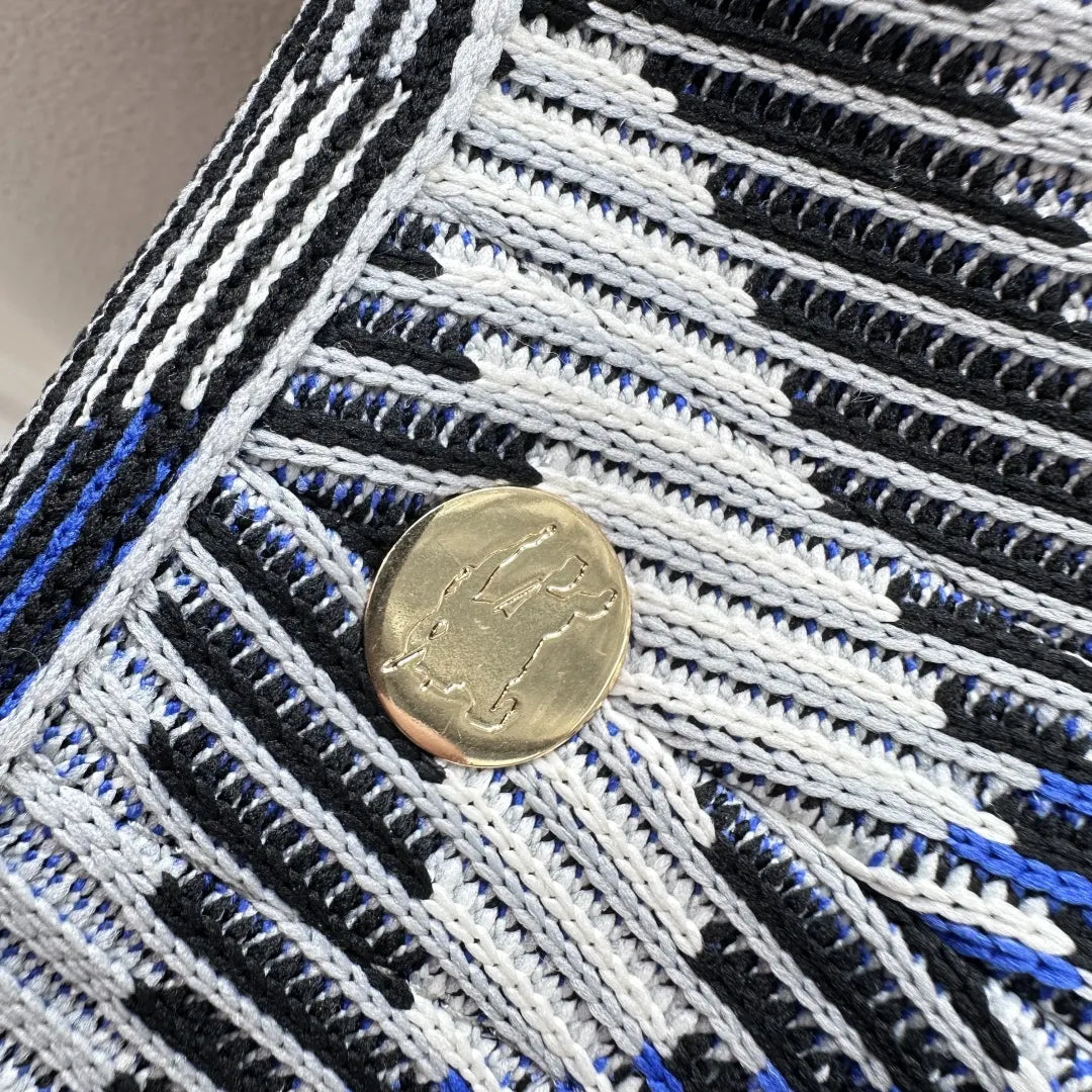 Burberry Blue Checkered Knit Bag - Hình 3