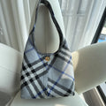 Burberry Blue Checkered Knit Bag