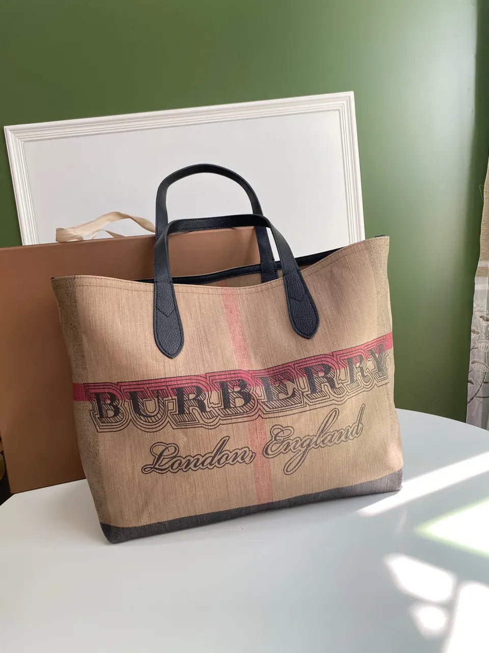 Burberry Beige Canvas London Tote