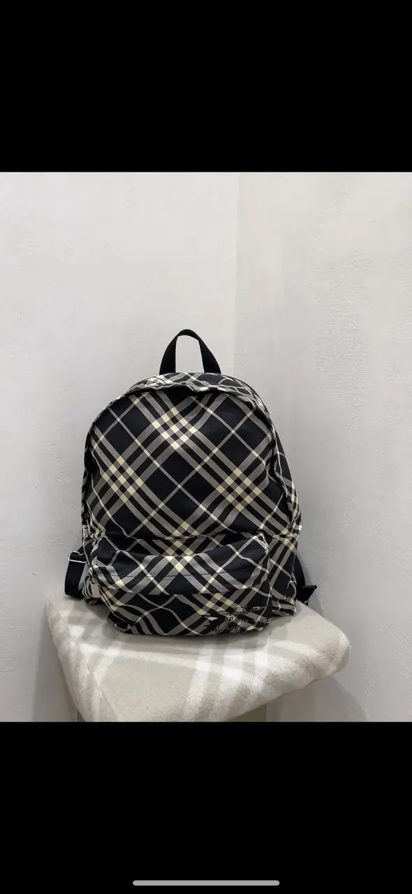 Burberry Black Check Backpack - Hình 3