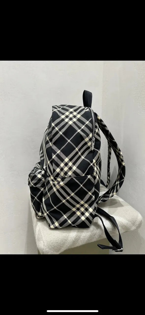 Burberry Black Check Backpack - Hình 4