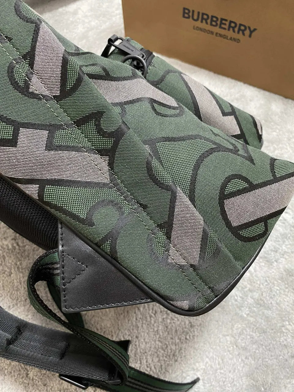 Burberry Olive Monogram Backpack - Hình 4