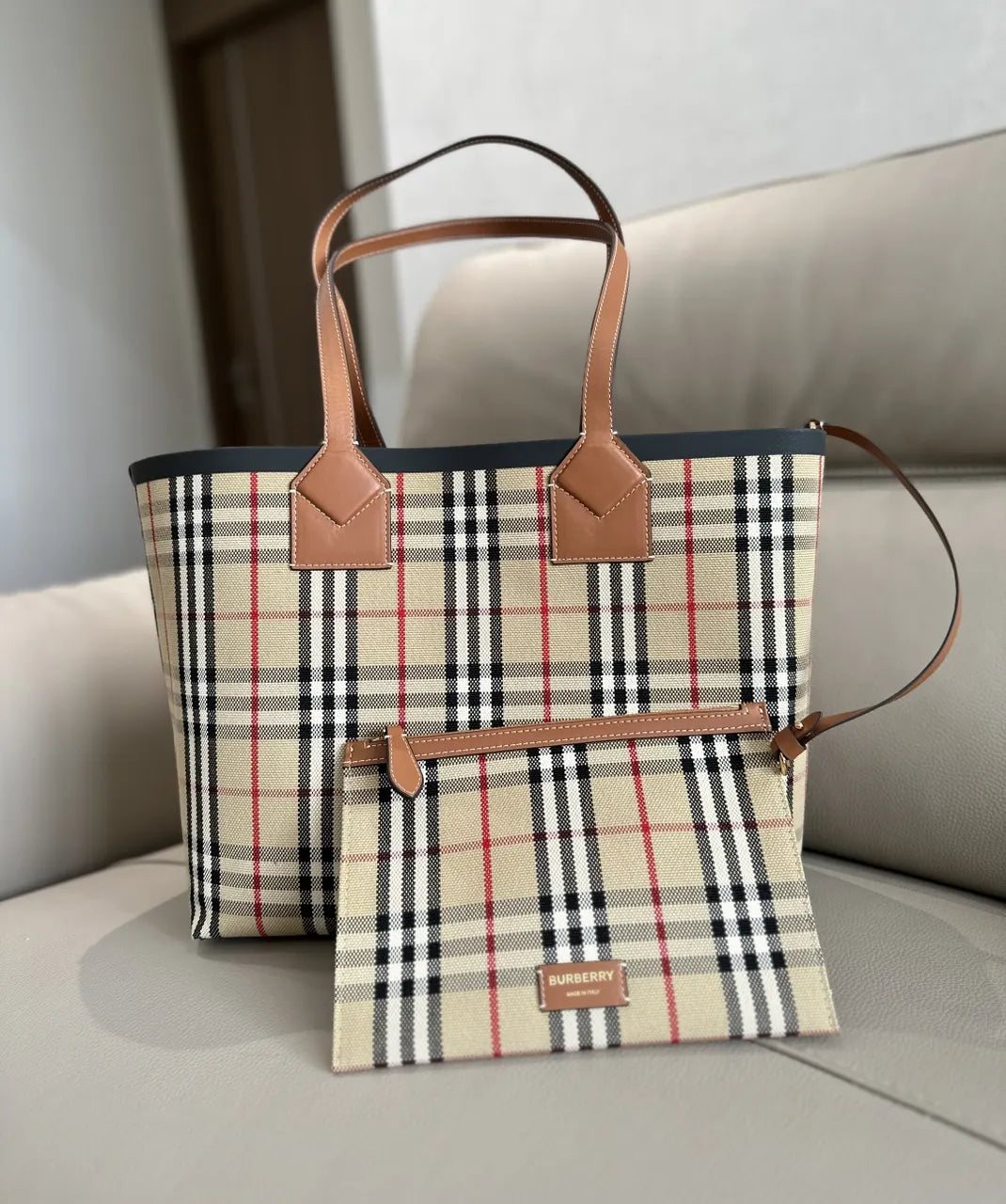 Burberry Check Two-Piece Tote Bag