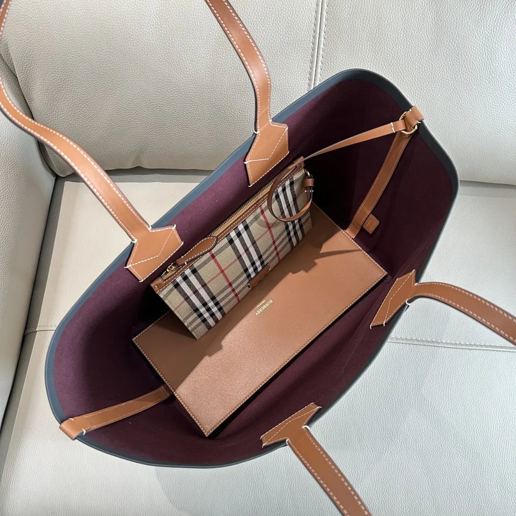 Burberry Check Two-Piece Tote Bag - Hình 9