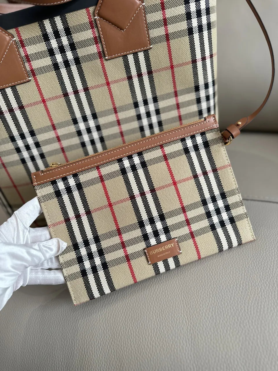 Burberry Check Two-Piece Tote Bag - Hình 3